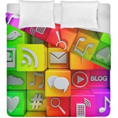 Colorful 3d Social Media Duvet Cover Double Side (king Size) by BangZart