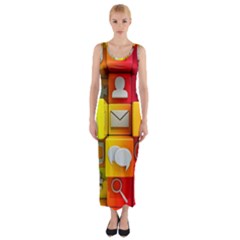 Colorful 3d Social Media Fitted Maxi Dress by BangZart