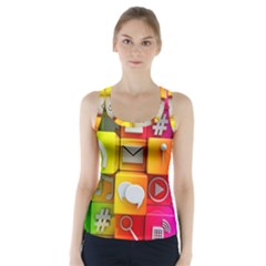 Colorful 3d Social Media Racer Back Sports Top by BangZart