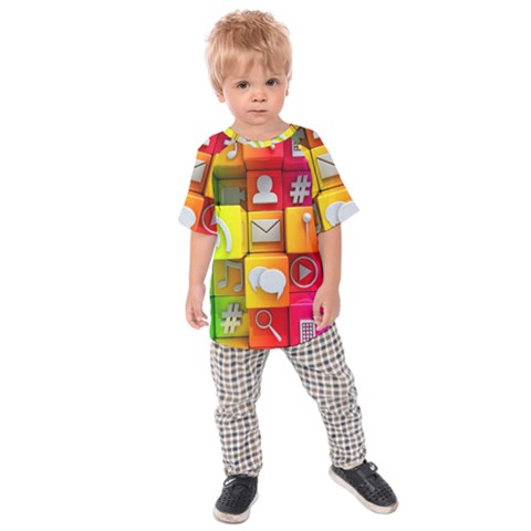 Colorful 3d Social Media Kids Raglan Tee by BangZart