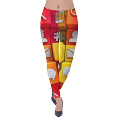 Colorful 3d Social Media Velvet Leggings by BangZart