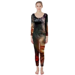 Digital Fantasy Girl Art Long Sleeve Catsuit