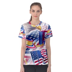 United States Of America Usa  Images Independence Day Women s Sport Mesh Tee