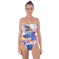 United States Of America Usa  Images Independence Day Tie Back One Piece Swimsuit by BangZart