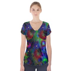 Full Colors Short Sleeve Front Detail Top by BangZart