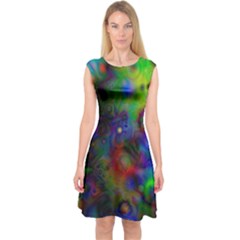 Full Colors Capsleeve Midi Dress by BangZart