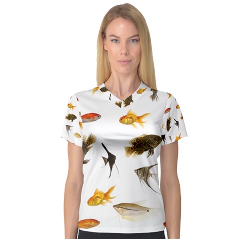 Goldfish V-neck Sport Mesh Tee by BangZart