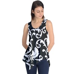 Vector Classicaltr Aditional Black And White Floral Patterns Sleeveless Tunic by BangZart