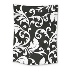 Vector Classicaltr Aditional Black And White Floral Patterns Medium Tapestry by BangZart