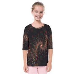 Multicolor Fractals Digital Art Design Kids  Quarter Sleeve Raglan Tee