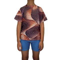 Snake Python Skin Pattern Kids  Short Sleeve Swimwear by BangZart