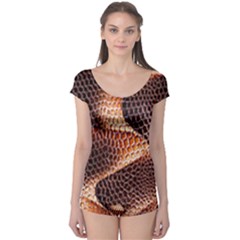 Snake Python Skin Pattern Boyleg Leotard  by BangZart