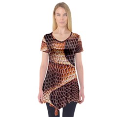 Snake Python Skin Pattern Short Sleeve Tunic  by BangZart