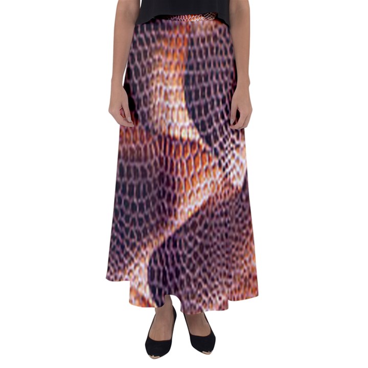 Snake Python Skin Pattern Flared Maxi Skirt