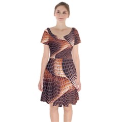 Snake Python Skin Pattern Short Sleeve Bardot Dress by BangZart