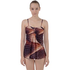 Snake Python Skin Pattern Babydoll Tankini Set