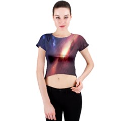 Digital Space Universe Crew Neck Crop Top by BangZart