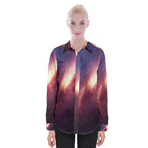 Digital Space Universe Womens Long Sleeve Shirt by BangZart