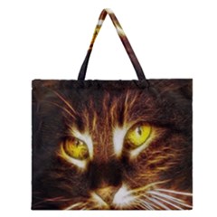 Cat Face Zipper Large Tote Bag by BangZart