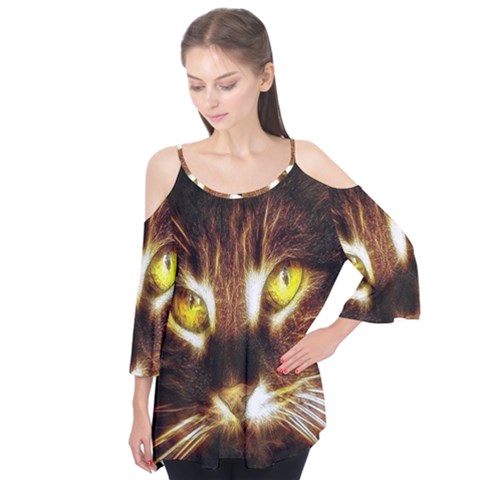 Cat Face Flutter Tees by BangZart