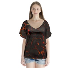 Volcanic Textures Flutter Sleeve Top