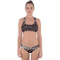 Snake Skin Olay Cross Back Hipster Bikini Set by BangZart