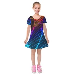 Cracked Out Broken Glass Kids  Short Sleeve Velvet Dress by BangZart