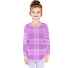 Seamless Tartan Pattern Kids  Long Sleeve Tee