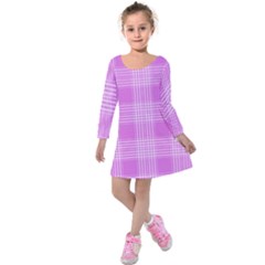 Seamless Tartan Pattern Kids  Long Sleeve Velvet Dress by BangZart