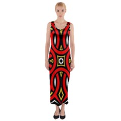 Traditional Art Pattern Fitted Maxi Dress by BangZart