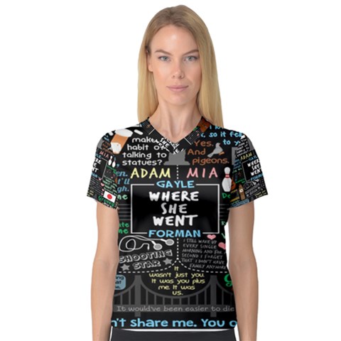 Book Quote Collage V-neck Sport Mesh Tee by BangZart