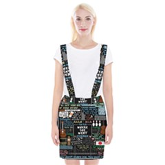 Book Quote Collage Braces Suspender Skirt by BangZart