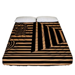 Wooden Pause Play Paws Abstract Oparton Line Roulette Spin Fitted Sheet (california King Size) by BangZart