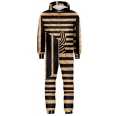 Wooden Pause Play Paws Abstract Oparton Line Roulette Spin Hooded Jumpsuit (men)  by BangZart