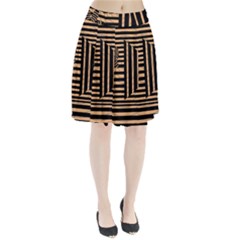 Wooden Pause Play Paws Abstract Oparton Line Roulette Spin Pleated Skirt by BangZart