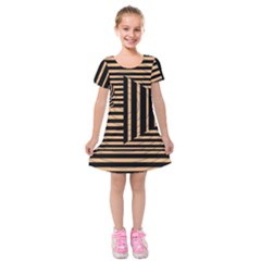 Wooden Pause Play Paws Abstract Oparton Line Roulette Spin Kids  Short Sleeve Velvet Dress by BangZart