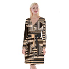 Wooden Pause Play Paws Abstract Oparton Line Roulette Spin Long Sleeve Velvet Front Wrap Dress by BangZart