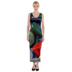 Stones Colors Pattern Pebbles Macro Rocks Fitted Maxi Dress by BangZart