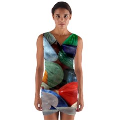 Stones Colors Pattern Pebbles Macro Rocks Wrap Front Bodycon Dress by BangZart