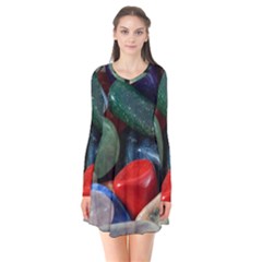 Stones Colors Pattern Pebbles Macro Rocks Flare Dress by BangZart