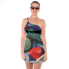 Stones Colors Pattern Pebbles Macro Rocks One Soulder Bodycon Dress