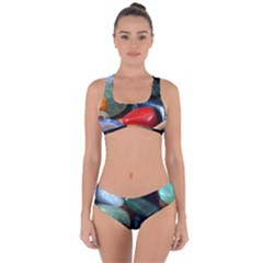 Stones Colors Pattern Pebbles Macro Rocks Criss Cross Bikini Set