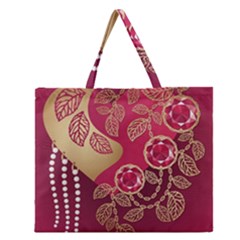 Love Heart Zipper Large Tote Bag by BangZart