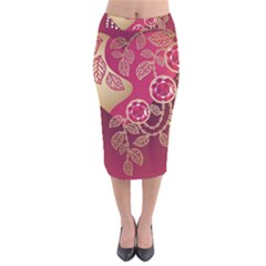 Love Heart Velvet Midi Pencil Skirt by BangZart