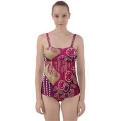 Love Heart Twist Front Tankini Set