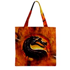 Dragon And Fire Zipper Grocery Tote Bag