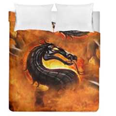 Dragon And Fire Duvet Cover Double Side (queen Size) by BangZart