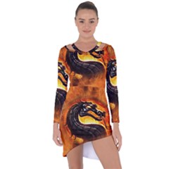 Dragon And Fire Asymmetric Cut-out Shift Dress by BangZart