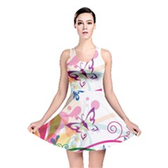 Butterfly Vector Art Reversible Skater Dress by BangZart