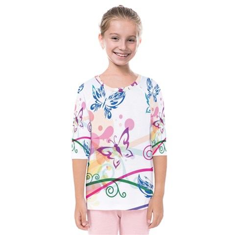 Butterfly Vector Art Kids  Quarter Sleeve Raglan Tee by BangZart